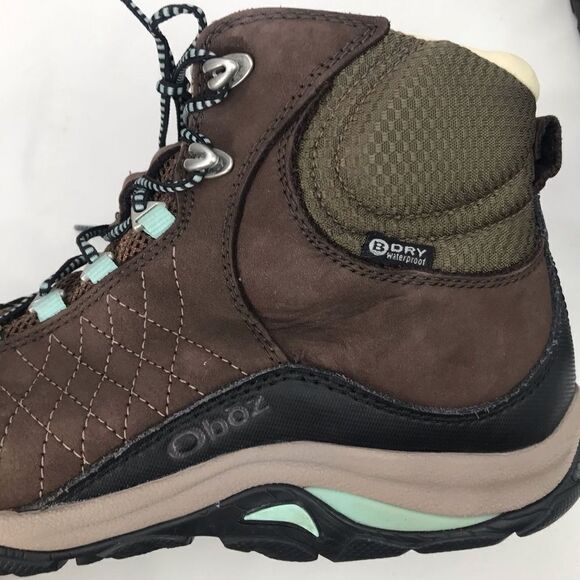 Oboz SAPPHIRE Mid B-Dry Brown Leather Lace Up Hiking Ankle Boots - Picture 11 of 16